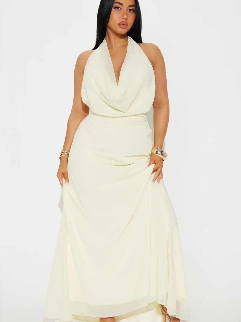 Lynnea Backless Chiffon Maxi Dress - Butter Yellow